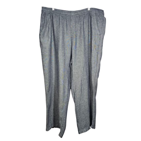 Old Navy Gray Linen Blend Straight Leg Pull-On Cropped Pants w/ Pockets Size XL - Picture 3 of 11